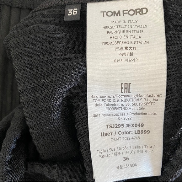 TOM FORD Rib Transparent Jersey Fitted T-Shirt - Picture 15 of 15